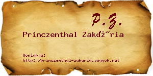 Princzenthal Zakária névjegykártya